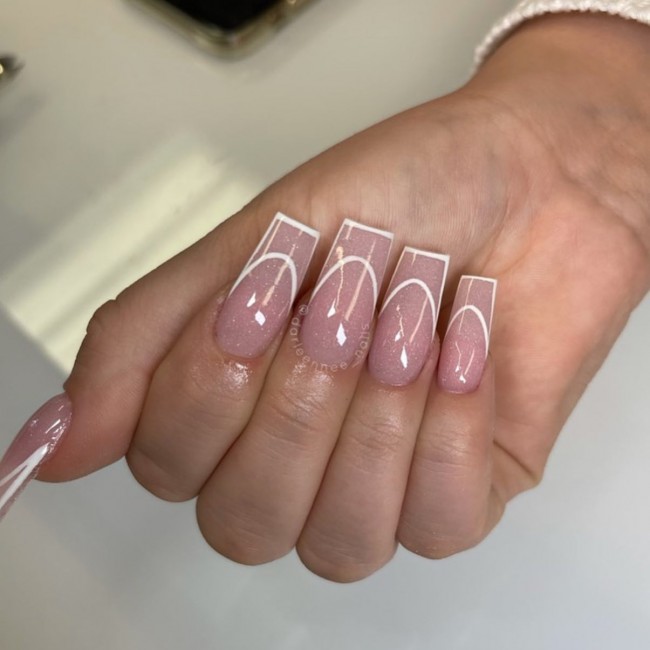 Nude Acrylic Nail Art Designs — French Outline Nails