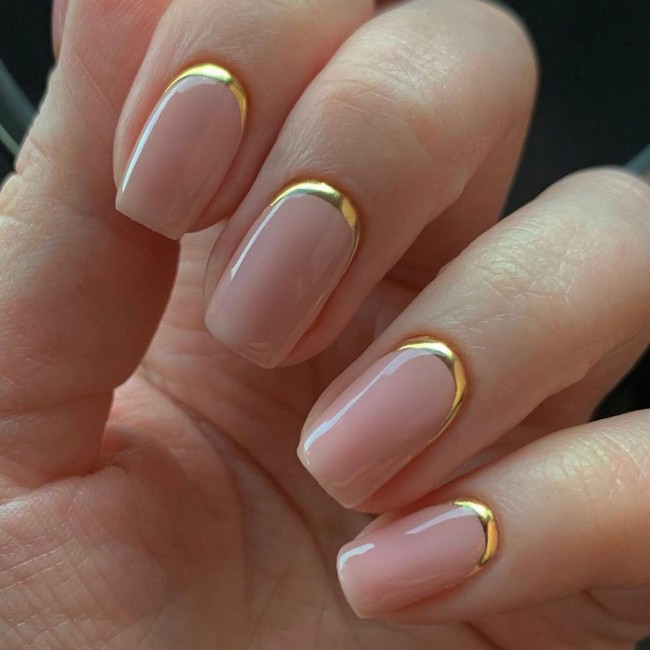 Nude Acrylic Nail Art Designs — Gold Cuff