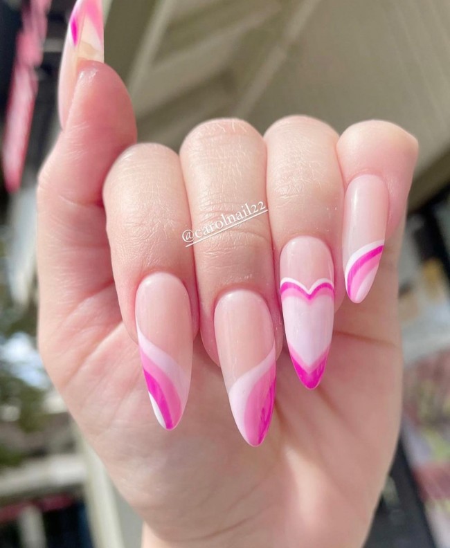 59 Cutest Love Heart Nail Art Designs — Bright Pink Heart Nails