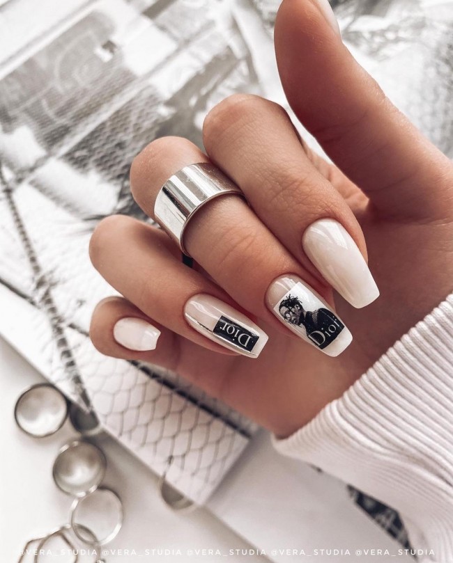 50+ Best Dior Inspired Nail Art Ideas — Milky White Dior