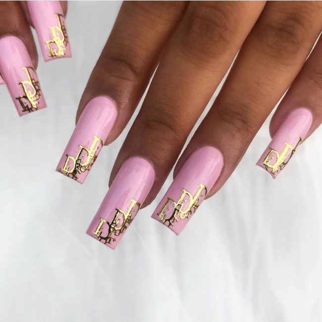 50+ Best Dior Inspired Nail Art Ideas — Gold Dior Tip Nails