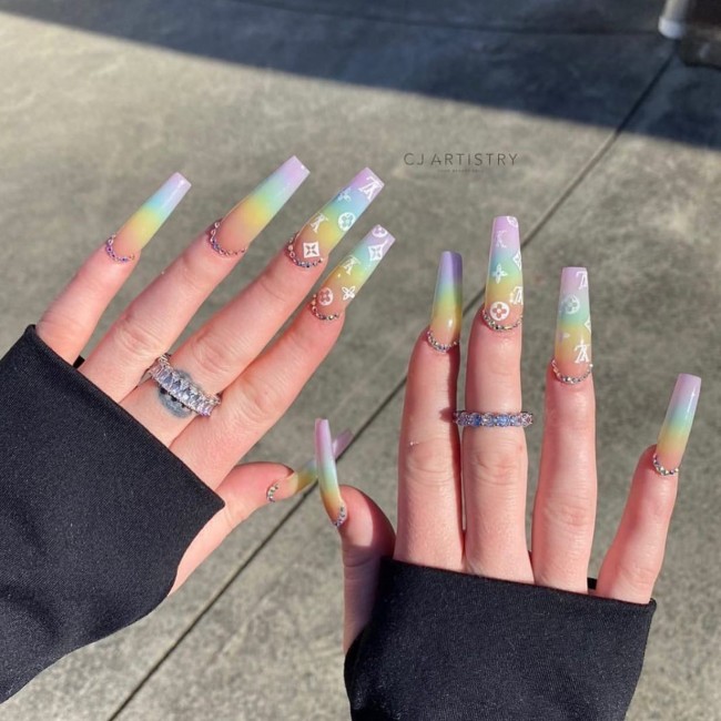 nails acrylic design ideas louis vuitton｜TikTok Search