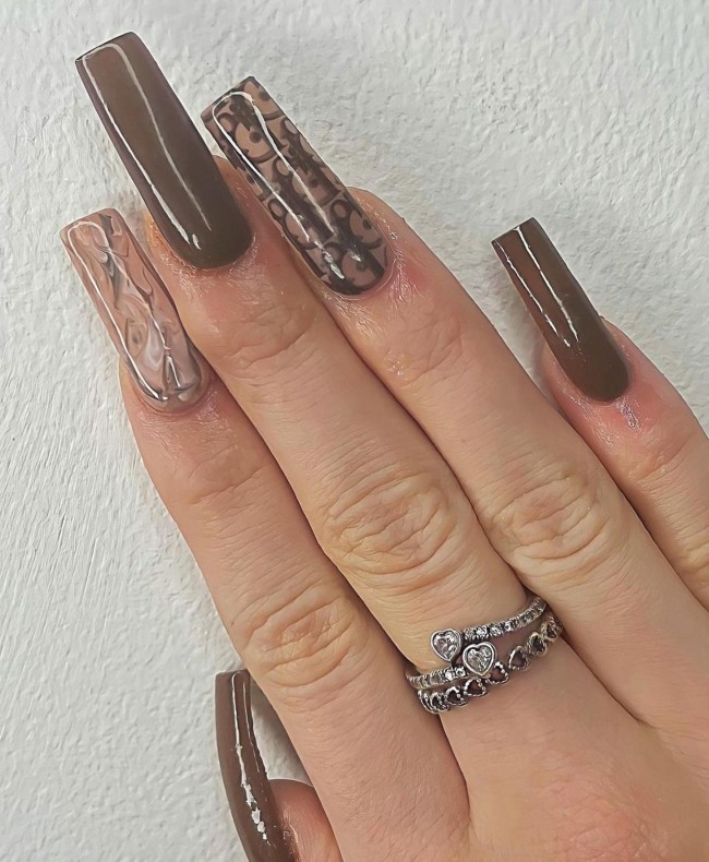 50+ Best Dior Inspired Nail Art Ideas — Mix n Match Brown Tone Dior