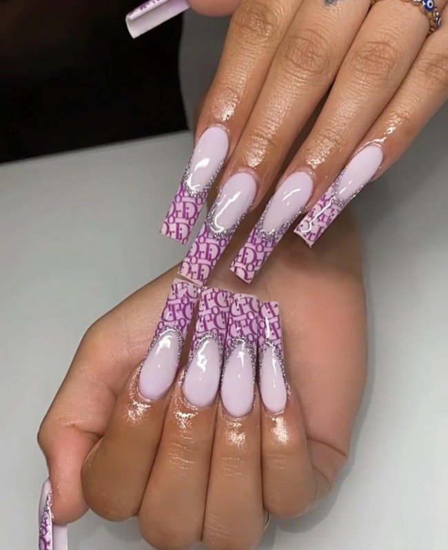 50+ Best Dior Inspired Nail Art Ideas — French Tip Purple Dior