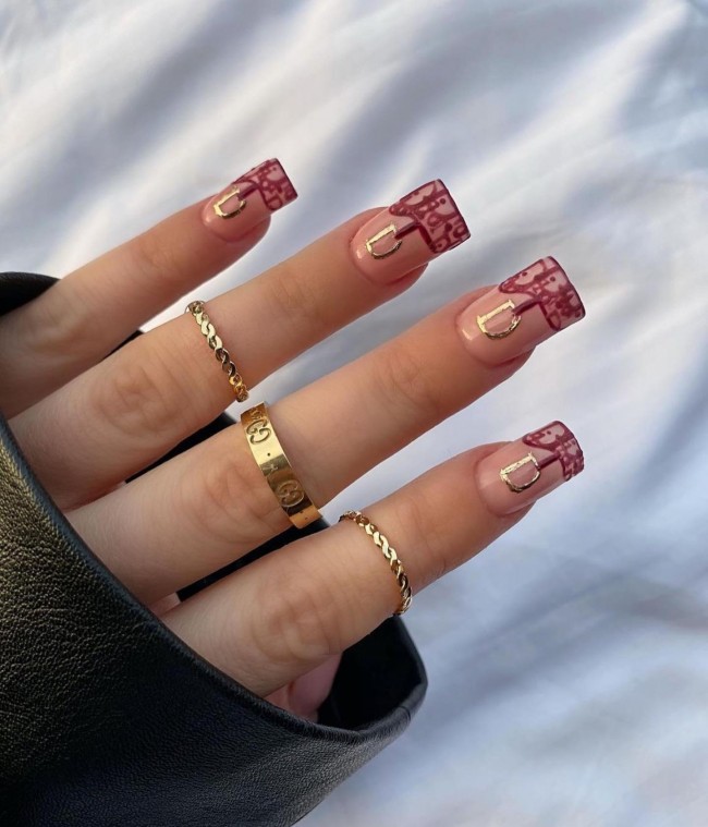 50+ Best Dior Inspired Nail Art Ideas — Gold D + Red Dior Nails