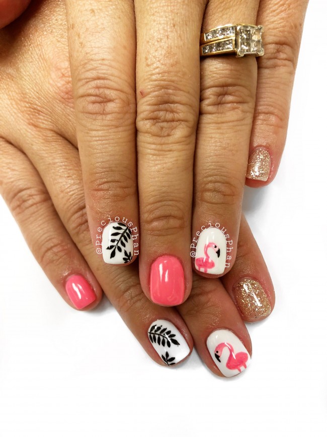 50+ Flamingo Nail Art Designs — Glitter, Leave and Flamingo Nails