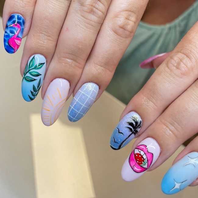 50+ Flamingo Nail Art Designs — Flamingo Vacation Nails