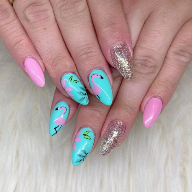 50+ Flamingo Nail Art Designs — Pink, Glitter, Turquoise and Flamingo Nails