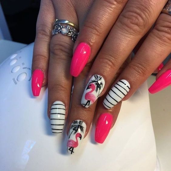 50+ Flamingo Nail Art Designs — Hot Pink, Strip & Flamingo Nails