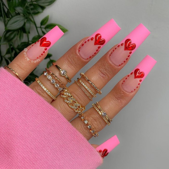 20+ Glam Nail Art Designs For Valentine’s Day — Chrome + Pink French Glam Nails