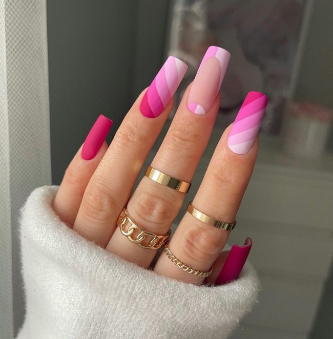 20+ Glam Nail Art Designs For Valentine’s Day — Shades of Pink Glam Nails