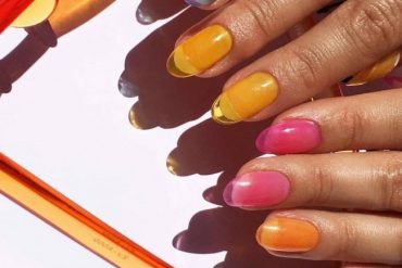 glass nails neon tips, jelly nails, jelly nail art designs, summer nail trends 2022, glass nails, glass nail ideas , jelly nail designs