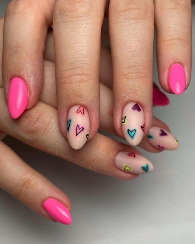 59 Cutest Love Heart Nail Art Designs : Fun Hearts & Pink Nails