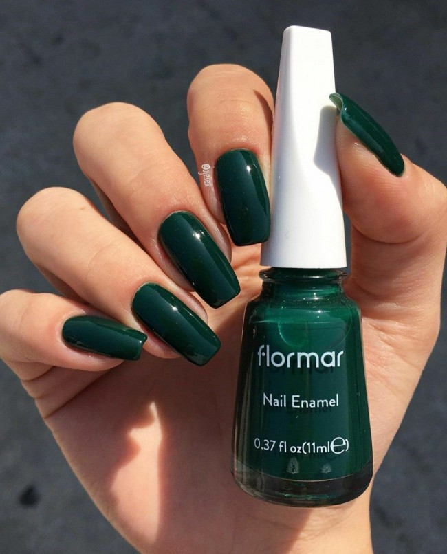 40+ Beautiful Nail Polish Colors  — Dark Green Nail Polish Color