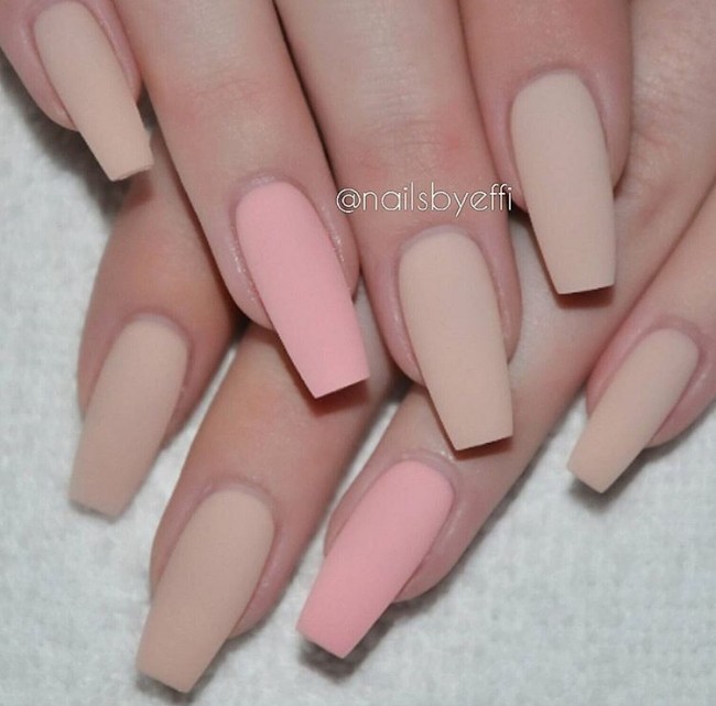 Nude Acrylic Nail Art Designs — Nude Tone Matte Nails