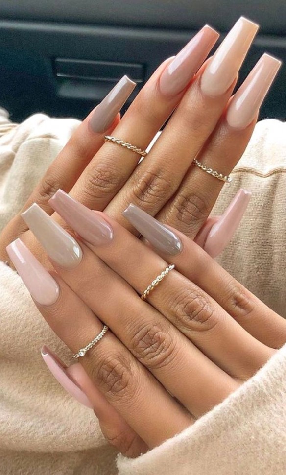 Nude Acrylic Nail Art Designs — Pretty Nude Coffin Nails