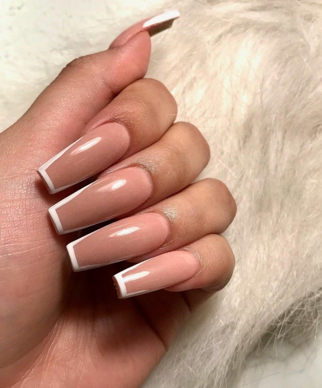 Nude Acrylic Nail Art Designs — White Tip Nude