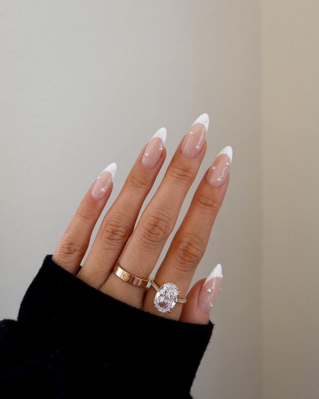 50+ Pearl Nail Art That Are Super Pretty — Pearl Nails Frenchies