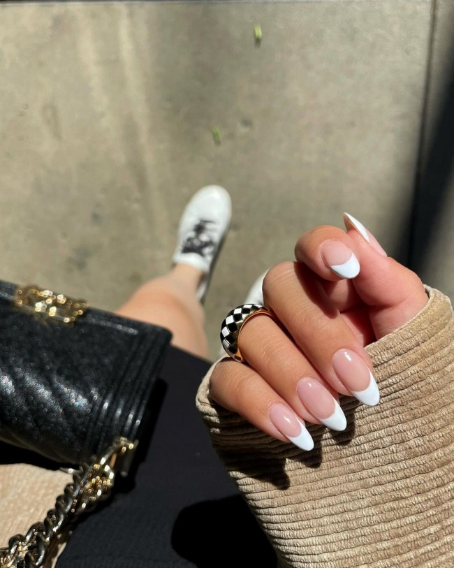 40+ Cute Nail Art Designs To Wear in Spring : Simple White Tip Nails