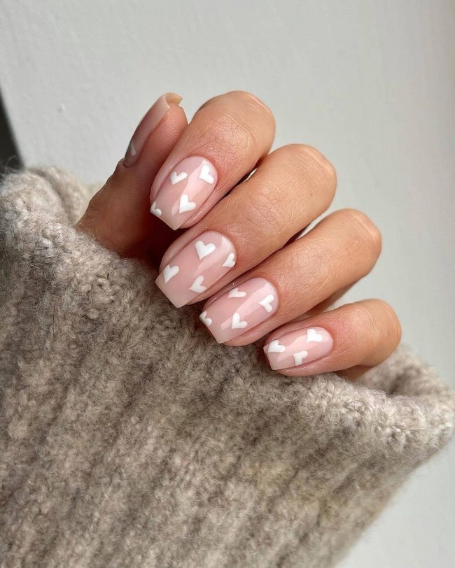 small white heart nails, gel nails, heart tip nails, love heart nails, heart tip nails pink, white heart nails, valentine's day nails 2022, pink heart valentine nails, valentine nail designa, valentine's day nail tips, valentines nails, red heart nails, pink heart nails