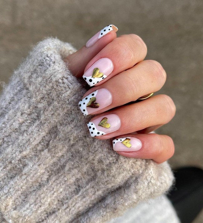 27 Pretty Heart Valentine’s Day Nails : Abstract Tips & Chrome Heart Nails