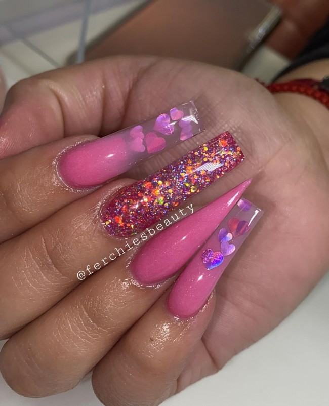 22 Pink Nail Designs For Valentine's Day : Pink Nails in Different Shapes