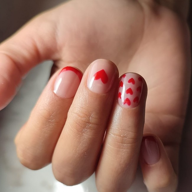 24 Charming Valentine’s Day Nail Ideas : Mix and Match Valentine Nails