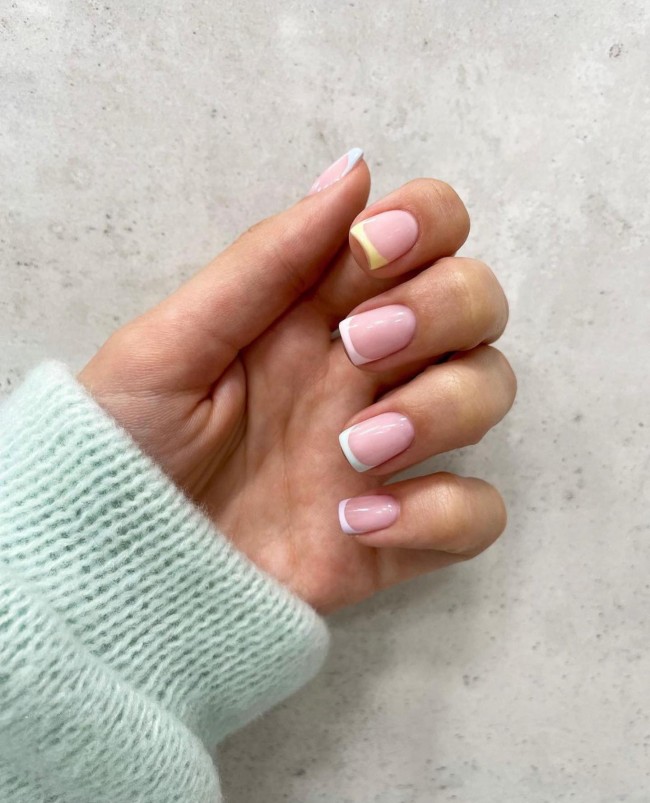 45 Pretty Nail Designs for Spring — Yellow and White French Tip Nails