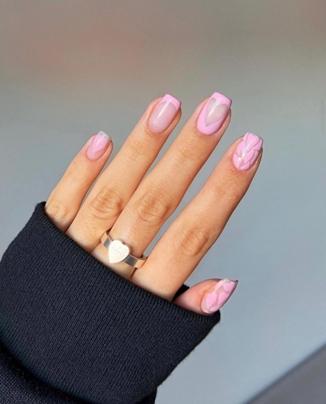 49 Beautiful Valentine’s Day Nails — Soft Pink Nails