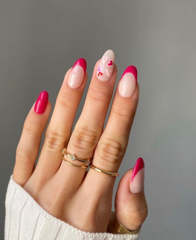 Valentine’s Day Nails That We Heart It — Deep Pink French Tip Nails