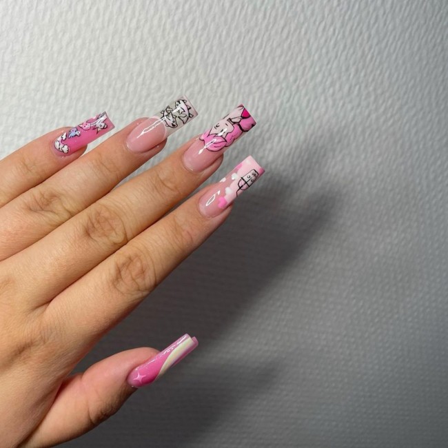 cute nails acrylic, aesthetic nail art, long acrylic nails, summer fun nails, kawaii nails, kawaii nail art, short kawaii nails, girly aesthetic nails, summer nail trends 2022, cute nails for summer