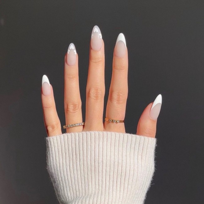 Valentine’s Day Nails That We Heart It — White French Valentine’s Nails