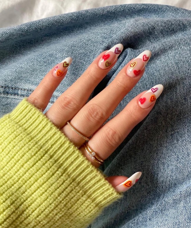 40+Crazy Cute Valentine’s Day Nails — Fun Heart & French Tips