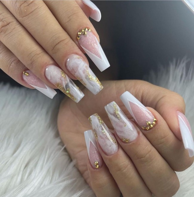 45 Pretty Nail Designs for Spring — Acrylic French & Marble Nails