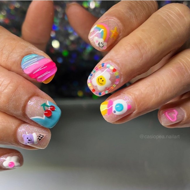 40+ Girly Kawaii Nail Art Designs — Rainbow, Cherry, Sun Kawii Nails