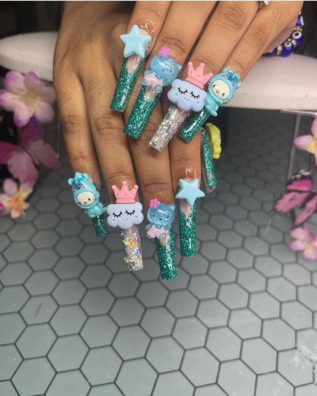 40+ Girly Kawaii Nail Art Designs — Star, Cloud and Hello Kitty Nails