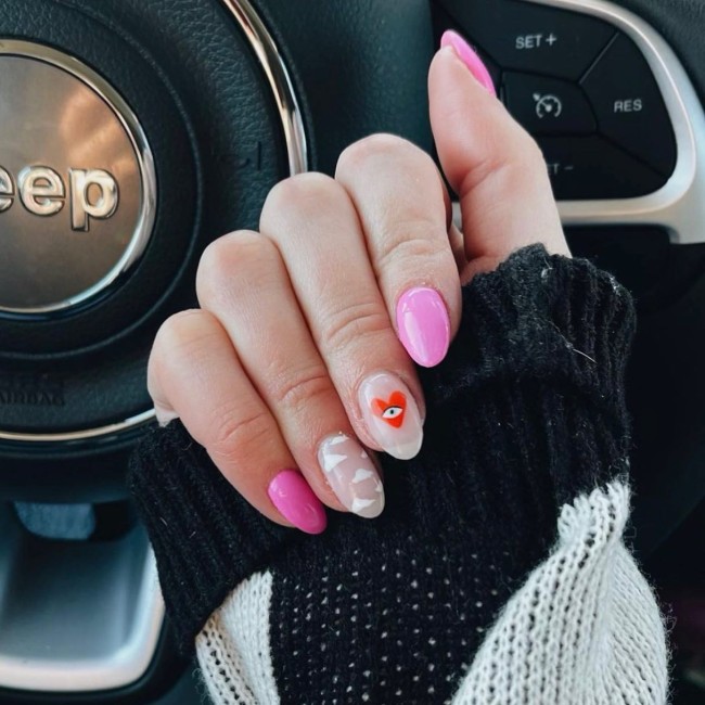 40+Crazy Cute Valentine’s Day Nails — Nude and Pink Nails