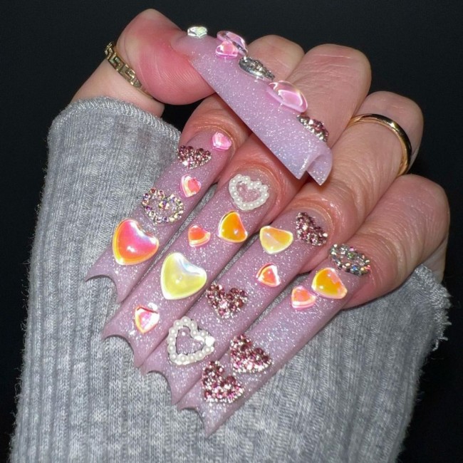 40+ Girly Kawaii Nail Art Designs — Embellishment Acrylic Nails