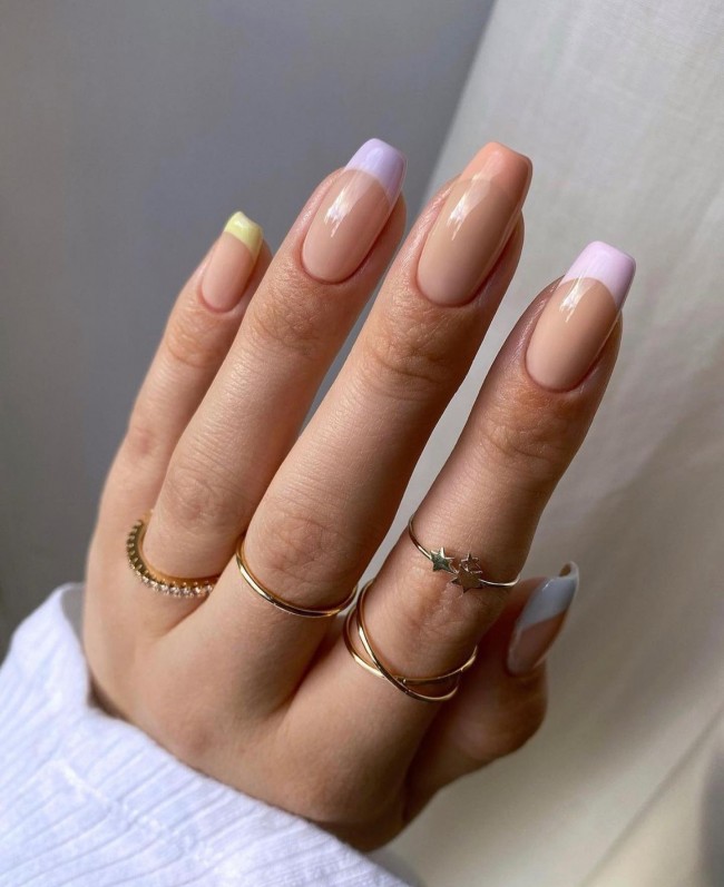 45 Pretty Nail Designs for Spring — Multi-Colored French Tip Nails