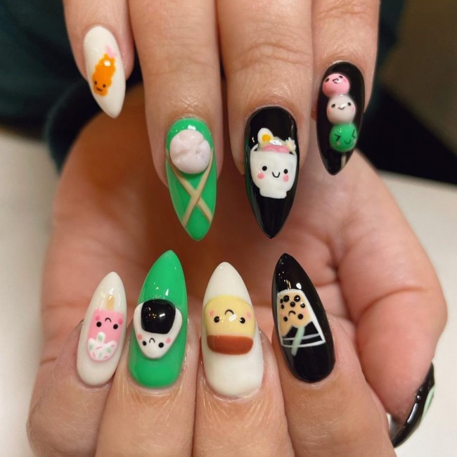 40+ Girly Kawaii Nail Art Designs — Mix n Match Different Colored Nails