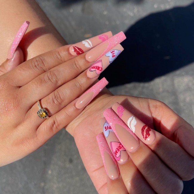 49 Beautiful Valentine’s Day Nails — Acrylic Pink French Tips