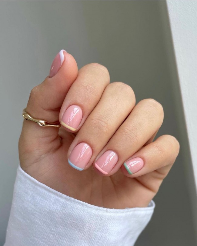 45 Pretty Nail Designs for Spring — Different Colored Pastel Short Nails