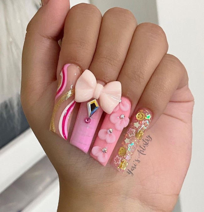 aesthetic nail art, long acrylic nails, summer fun nails, kawaii nails, kawaii nail art, short kawaii nails, girly aesthetic nails, summer nail trends 2022