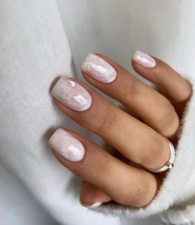 45 Pretty Nail Designs for Spring — Marble Subtle Nails