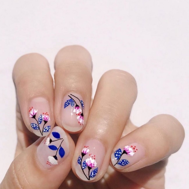 40+ Trendy Flower nail designs 2022 — Flower Short Nails