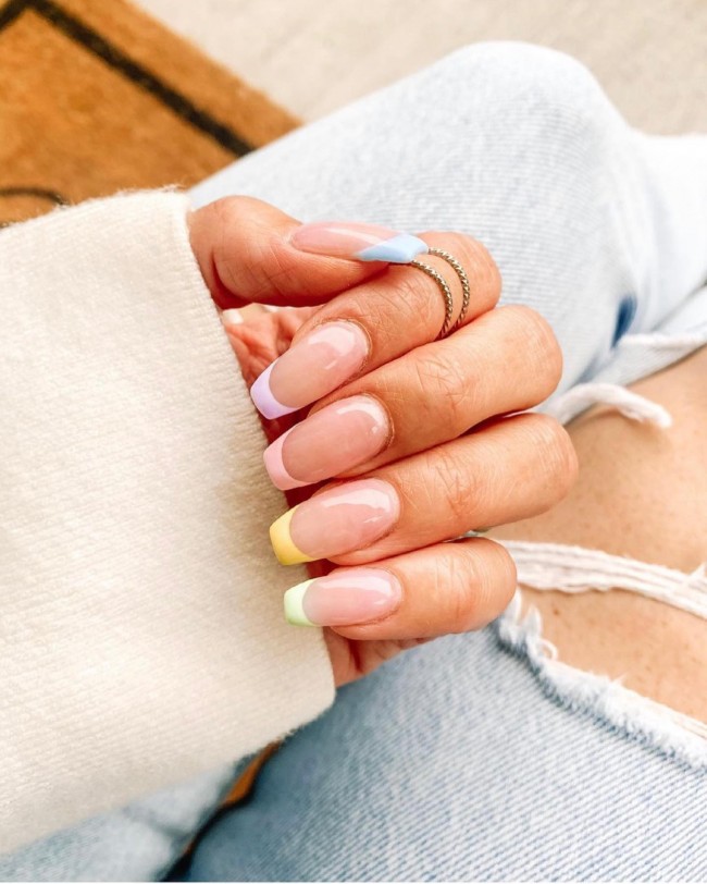 45 Pretty Nail Designs for Spring — Soft Pastel French Tips Design