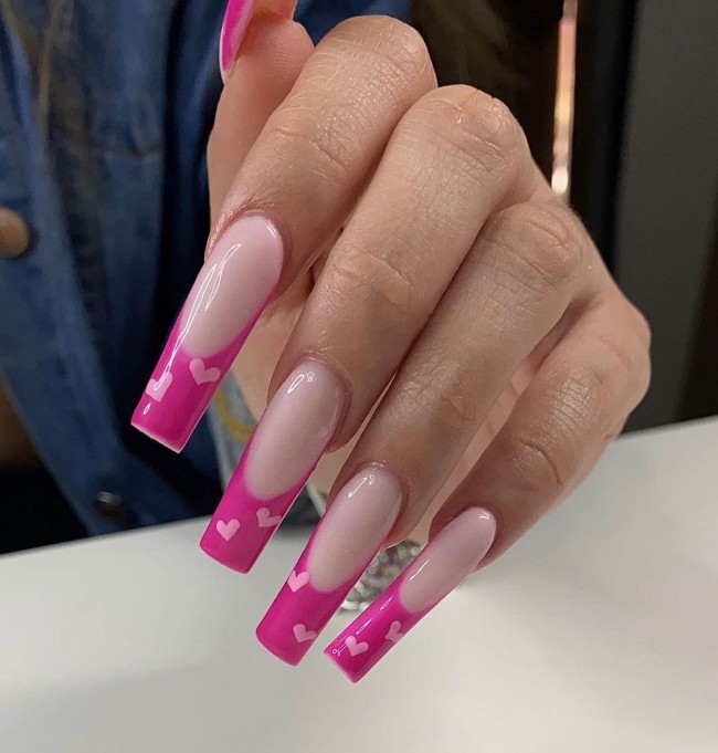 49 Beautiful Valentine’s Day Nails — Pink on Pink French Tip Nails