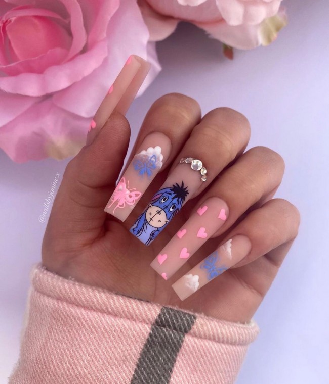 Valentine’s Day Nails That We Heart It — Butterfly, Heart & Eeyore Nail