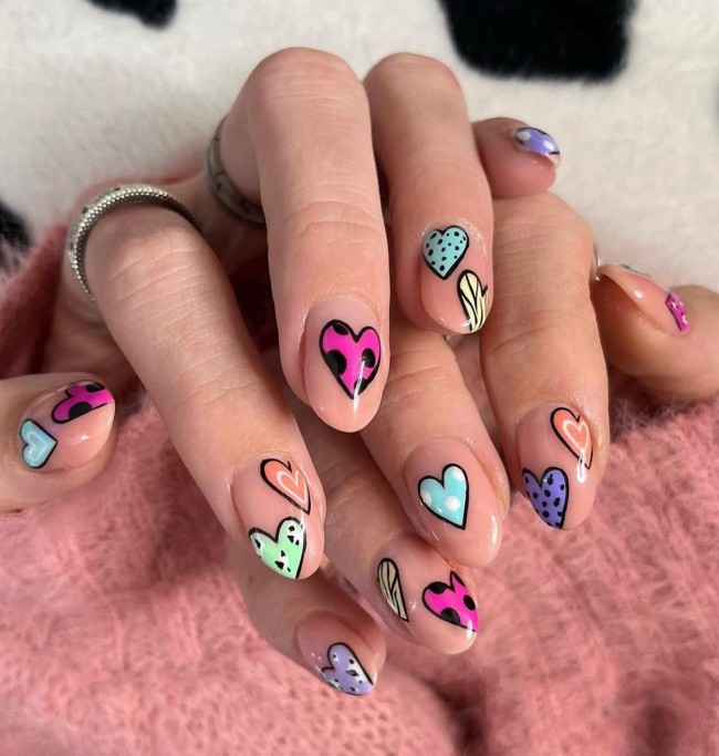 40+Crazy Cute Valentine’s Day Nails — Different Heart Nails