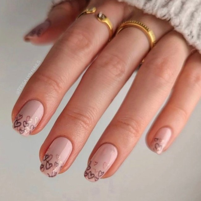 30+Trendy French Tip Nails for Valentines — Neutral Heart Tip Nails